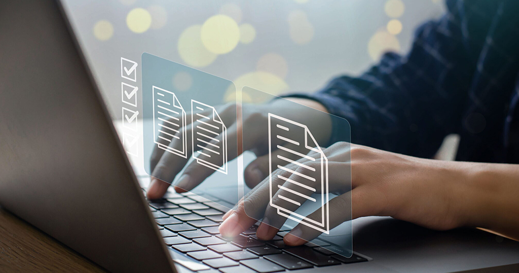 Landlord digitally documenting Rent Reporting on a laptop.