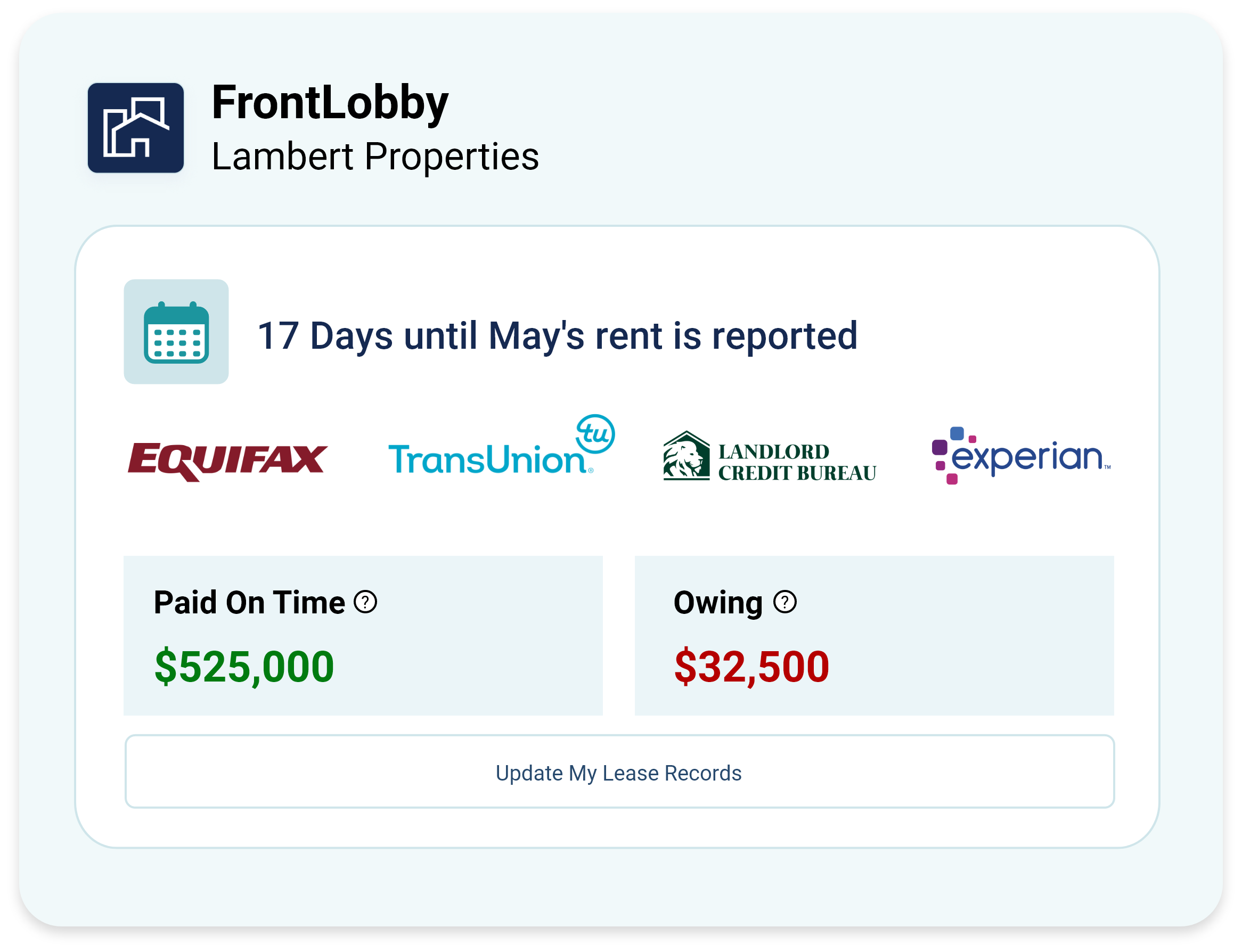 FrontLobby US Rent Reporting to all 4 Credit Bureaus