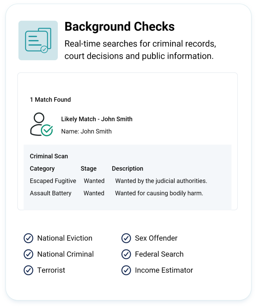 US Background Check example