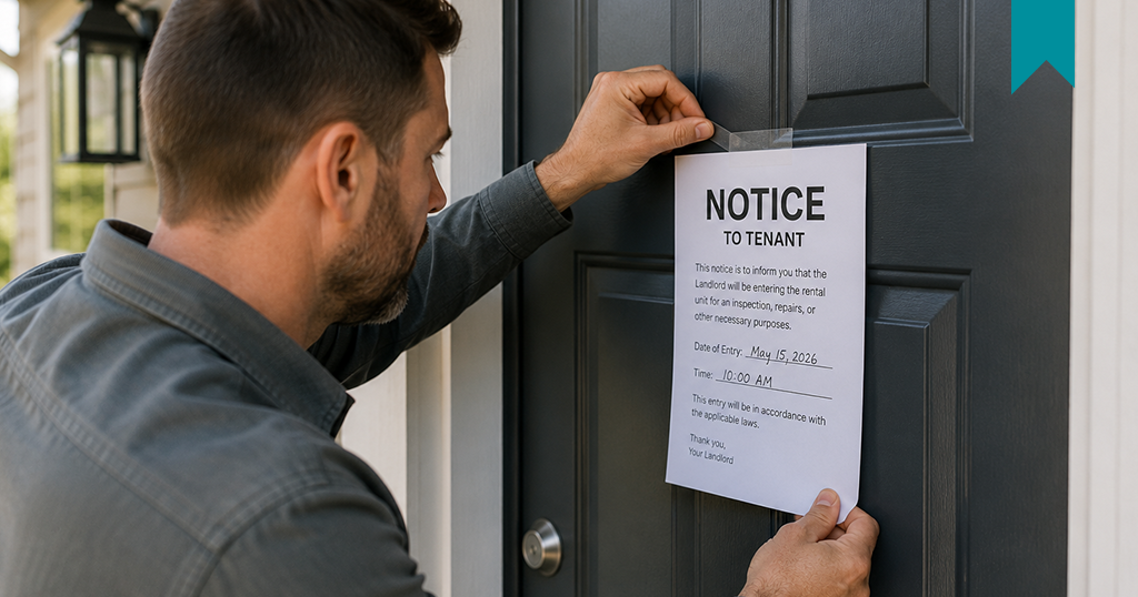 Housing Provider posting a formal notice to a Tenant as part of a documented rental management process.