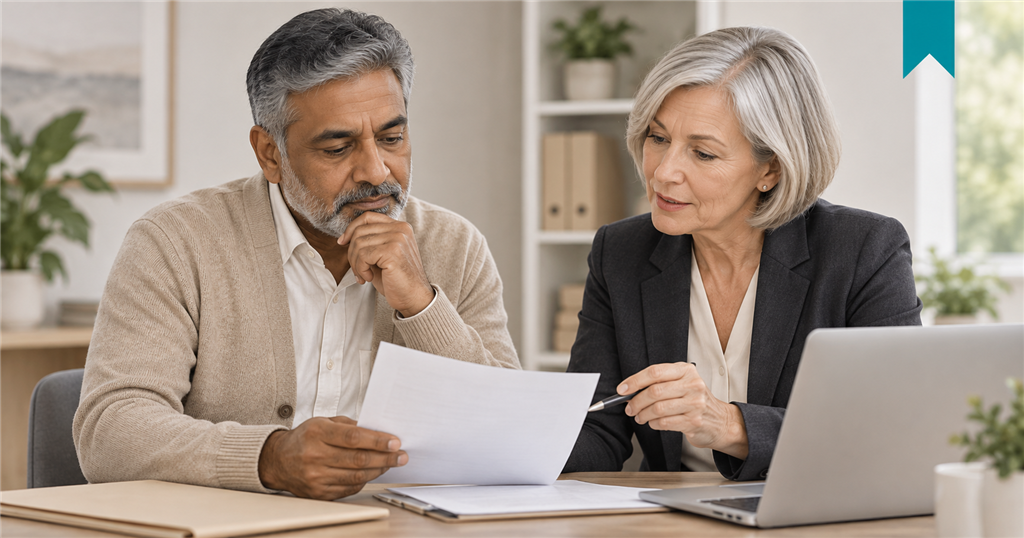 A Landlord and adviser review documents about Rent Reporting requirements in New York.