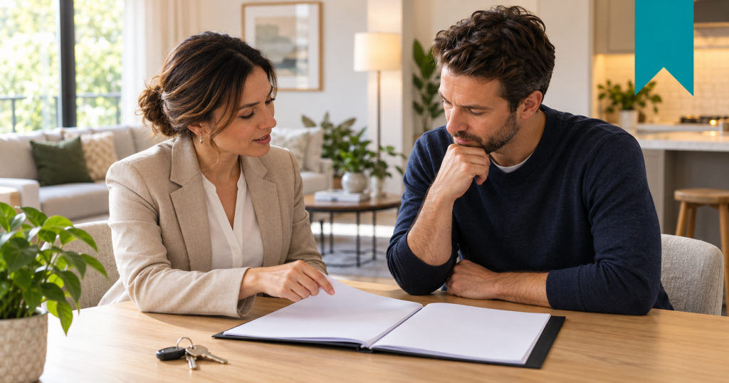 Landlord reviewing lease terms.