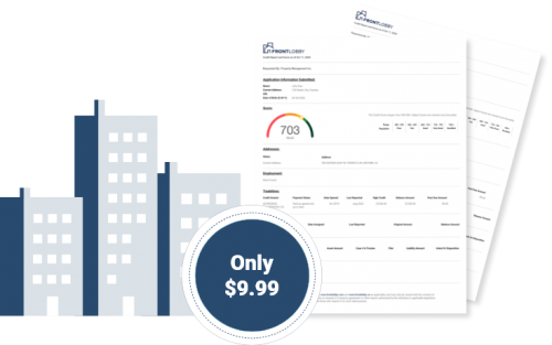 Tenant Credit Check 9.99 Image with Building and Credit Report